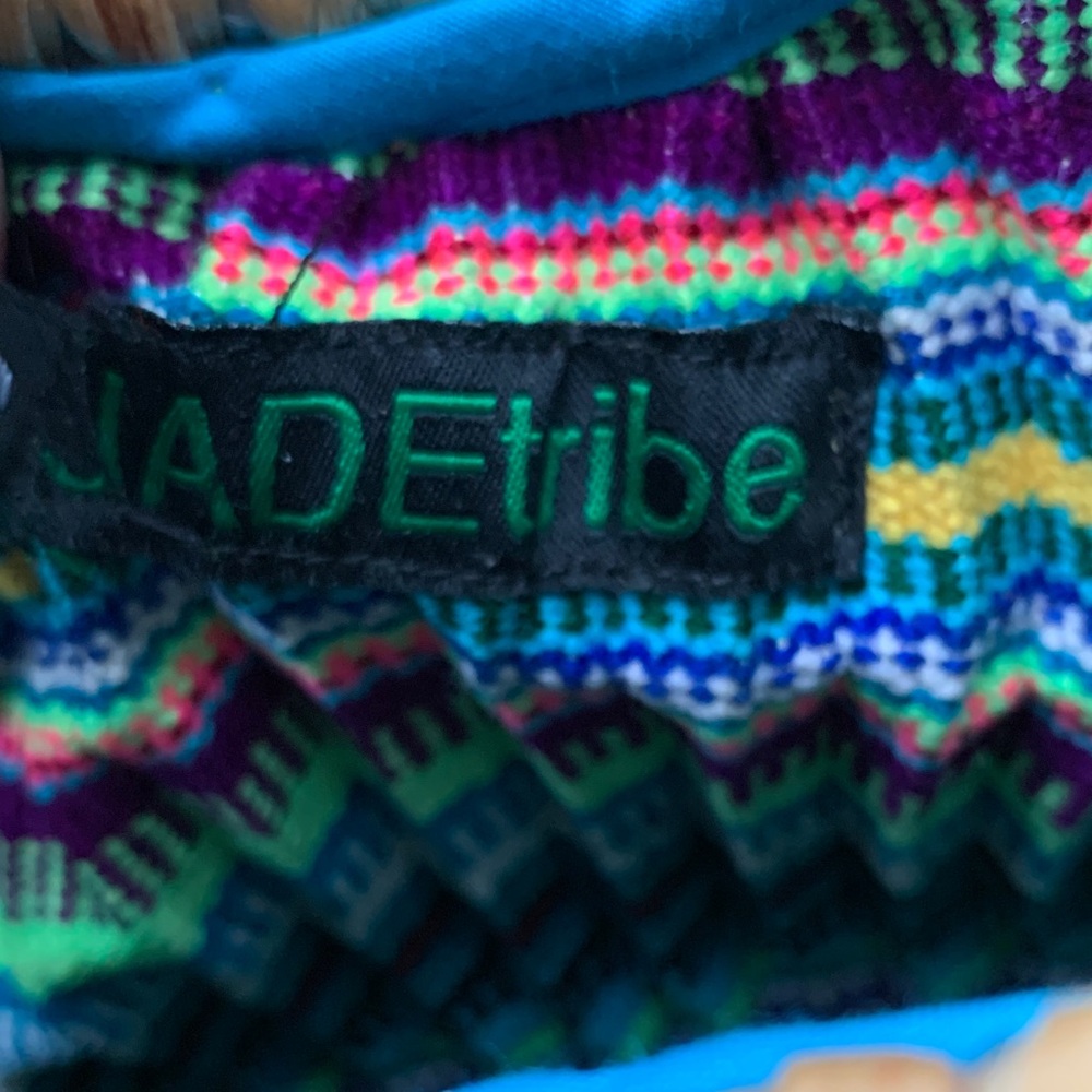 NWOT Jade tribe Round Woven Straw Handbag with Neon Green Fringe. - Picture 8 of 13